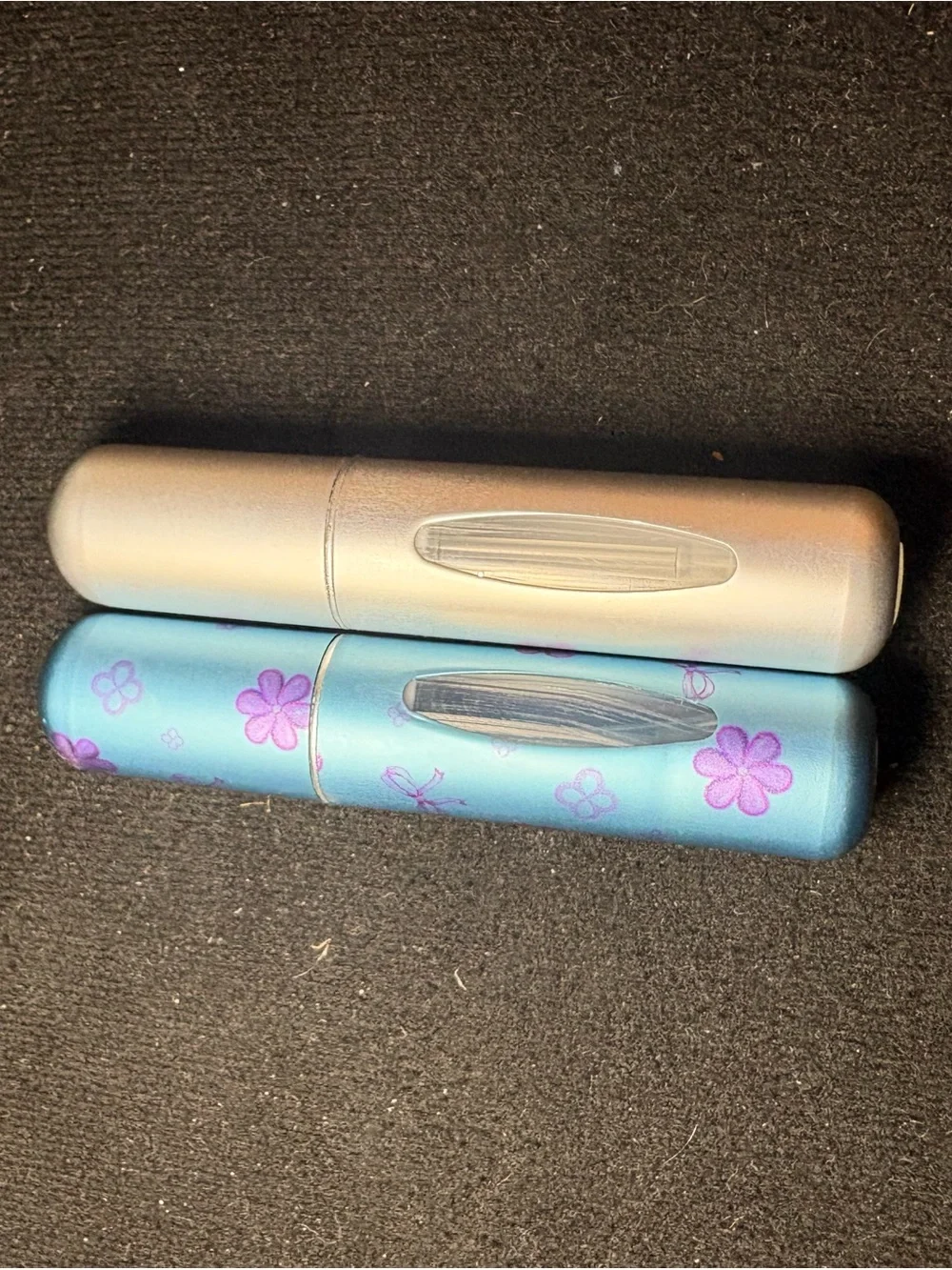 Portable Travel Perfume Atomizer Spray - Blue Floral & Silver